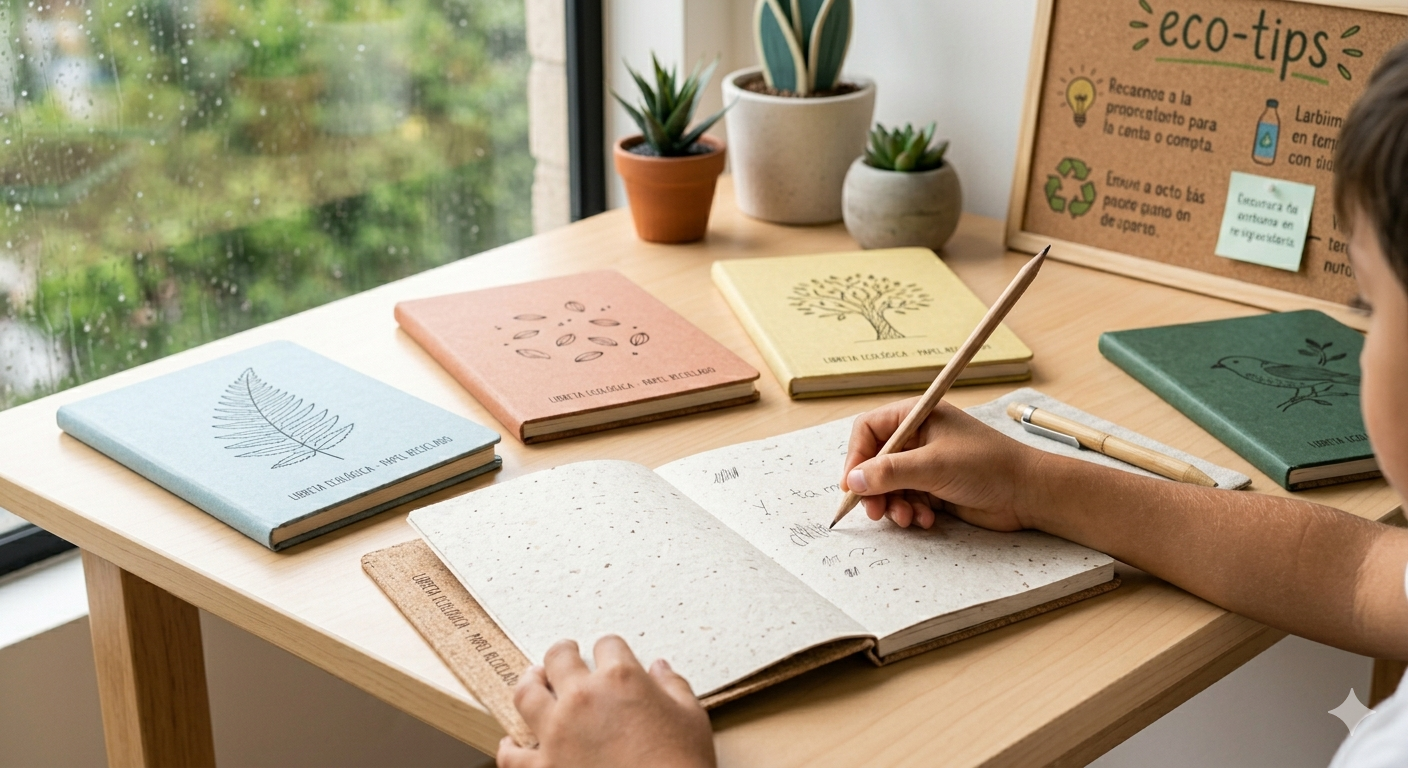 Muestra de libretas ecologicas con disenos suaves